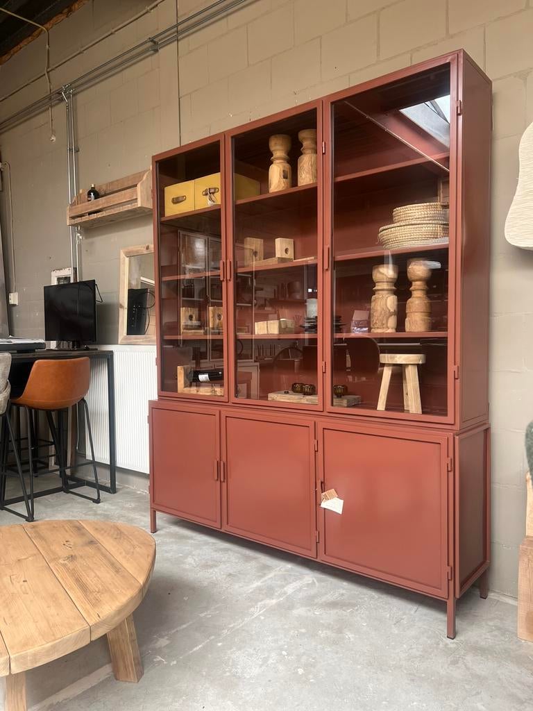 Vitrinekast garland zand zwart olijfgroen terra 10% korting, 200 cm of meer, 150 tot 200 cm, Nieuw, Ophalen of Verzenden