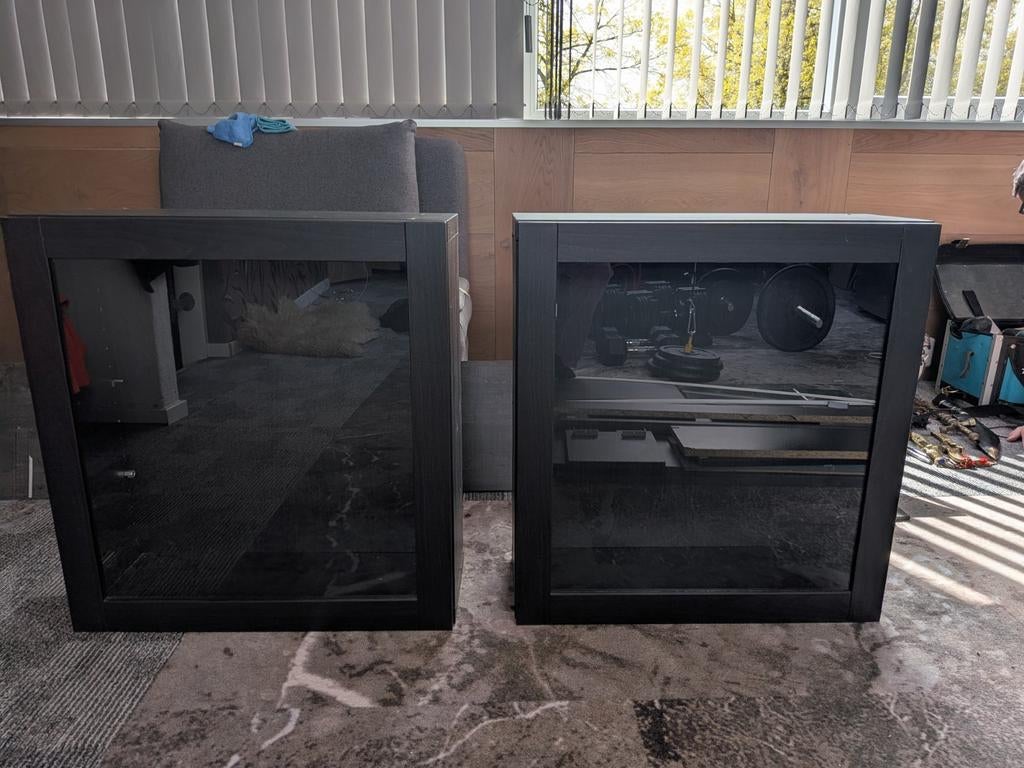 2x IKEA Besta Vitrinekasten met planken, Huis en Inrichting, Ophalen, 25 tot 50 cm, 50 tot 100 cm, Minder dan 100 cm