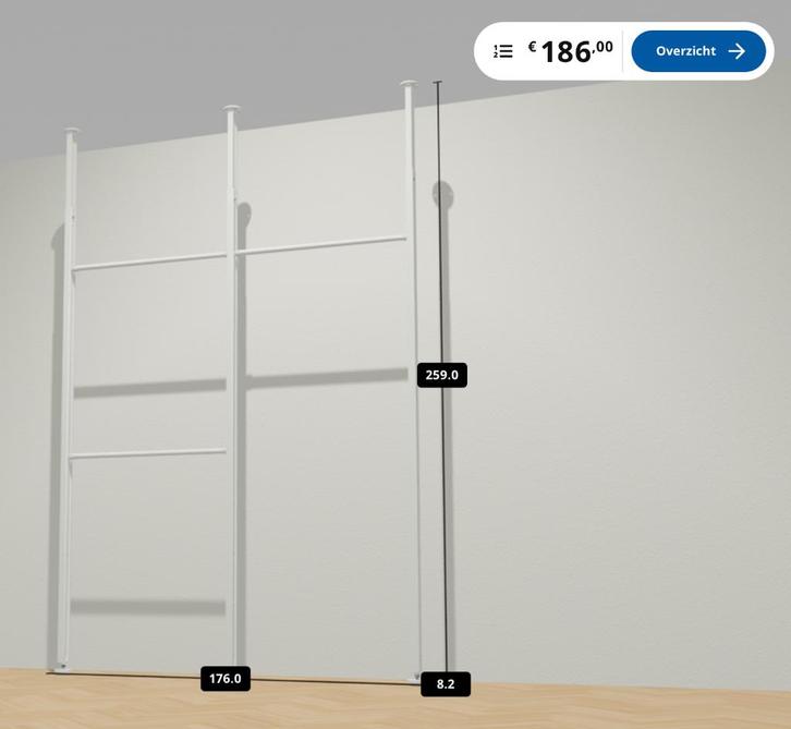 Ikea Elvarli kledingrek, 3 staanders en 3 liggers, Huis en Inrichting, Kasten | Kledingkasten, Zo goed als nieuw, 150 tot 200 cm
