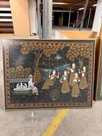 2 ingelijste Chinese kunstwerken - gedetailleerde scènes, Antiek en Kunst, Ophalen of Verzenden