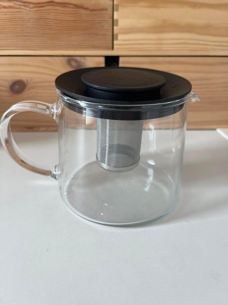 Theepotje met filter, Ophalen of Verzenden, Zo goed als nieuw, Glas, Pot, Bus of Blik