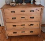 Oude grenen ladekast met 4 laden, Ophalen, Gebruikt, 100 tot 150 cm, 3 of 4 laden