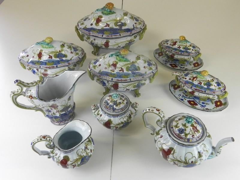 Vintage Italiaans Faenza CACF Garofano servies handpainted, Antiek en Kunst, Antiek | Servies los, Ophalen of Verzenden
