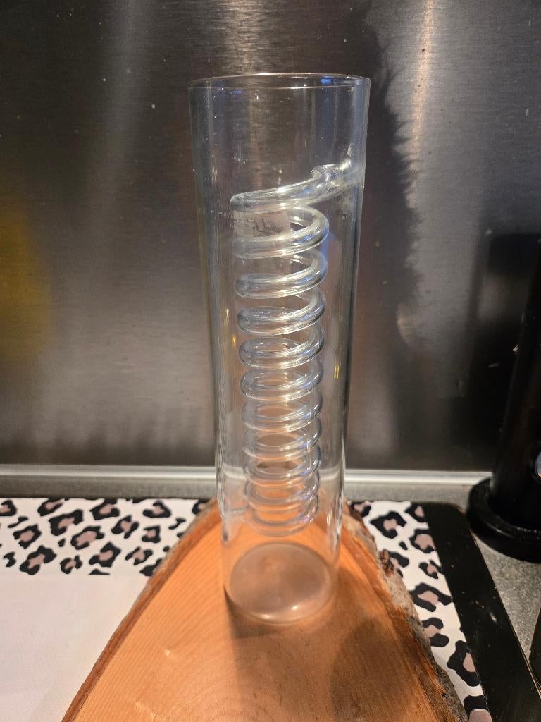 IKEA PS "Bambus" spiraalvaas, vintage ontwerp2002., Ophalen, Gebruikt, Overige kleuren, Glas