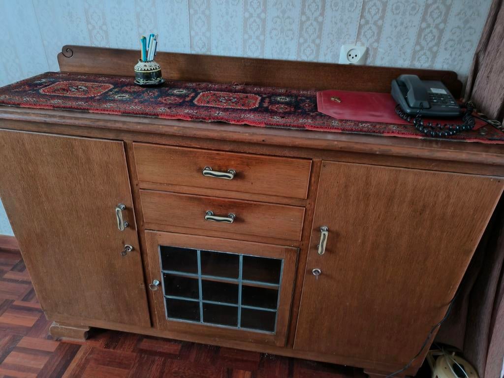 Antiek dressoir met lades en deuren, Huis en Inrichting, Gebruikt, 100 tot 150 cm, 25 tot 50 cm, Overige houtsoorten