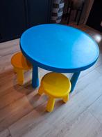 IKEA Mammut tafel met 5 krukjes (blauw/geel), Ophalen