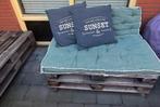 Pallet met pallet kussens, Tuin en Terras, Gebruikt, Loungeset, Bank, Hout
