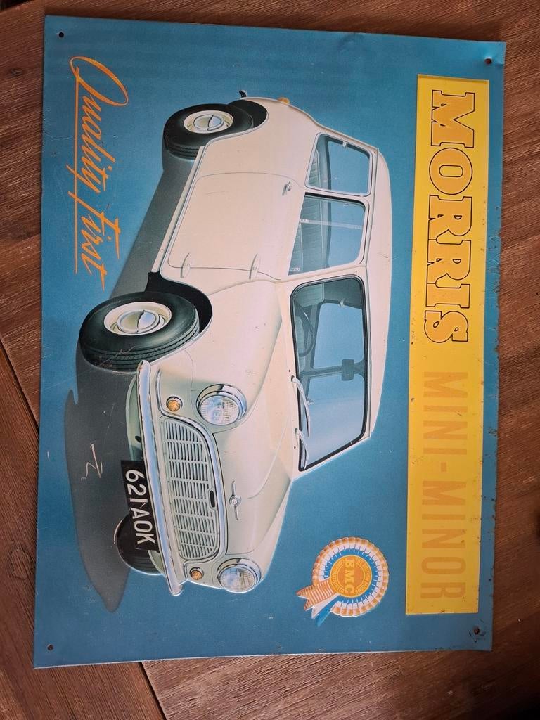 Vintage Morris Mini Minor Blikken Reclamebord, Ophalen of Verzenden