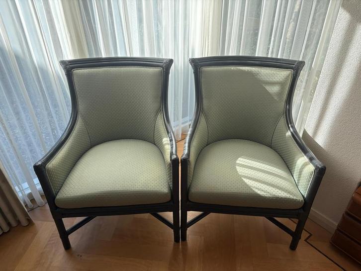 Set van 2 klassieke Louis XVI stijl fauteuils / salonstoelen, Huis en Inrichting, Fauteuils, Zo goed als nieuw, Stof, 50 tot 75 cm