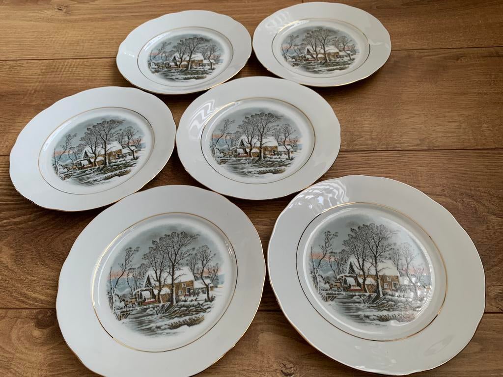 Vintage porselein borden - crown bavaria germany porcelain, Ophalen of Verzenden