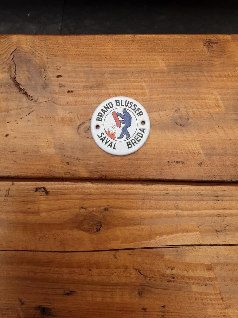 Emaille Saval schildje, Ophalen of Verzenden, Gebruikt, Reclamebord