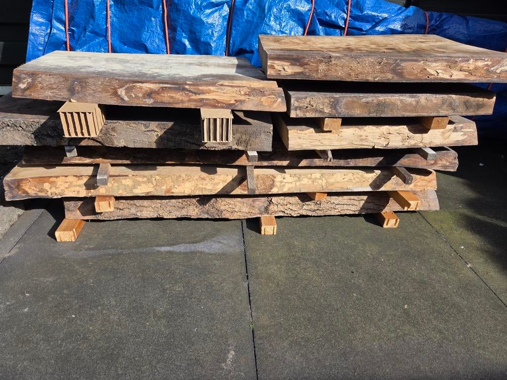 Schaaldelen Essenhout - Rustiek en Duurzaam, Ophalen, Gebruikt, 200 tot 250 cm, Plank