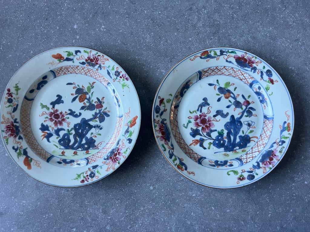 2 19de eeuwse antieke chinese familie rose borden, Antiek en Kunst, Ophalen of Verzenden