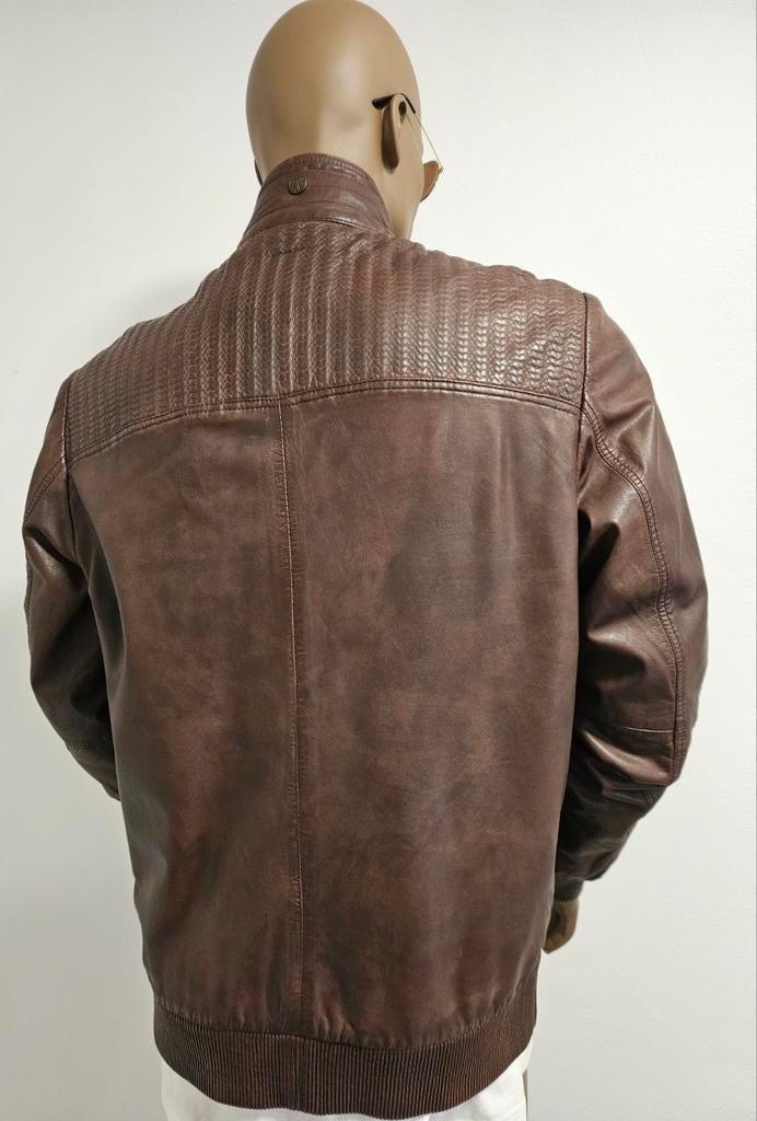 PME LEGEND leren tussen jas met leren boorden (XL en XXL), Bruin, ., Maat 56/58 (XL), Ophalen of Verzenden