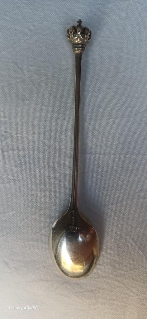 Zilveren theelepel met kroon, Antiek en Kunst, Ophalen of Verzenden, Zilver