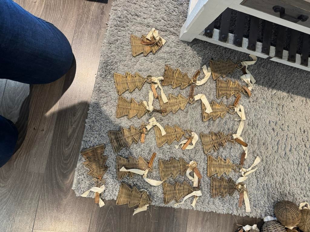 Riviera maison rattan kerstboompjes hangers, Ophalen of Verzenden, Zo goed als nieuw