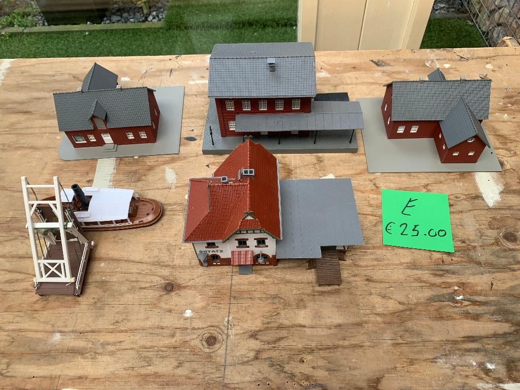 Gebouwde huisjes  ophaalbrug en boot, Overige merken, Gebruikt, Gelijkstroom of Wisselstroom, Brug, Tunnel of Gebouw