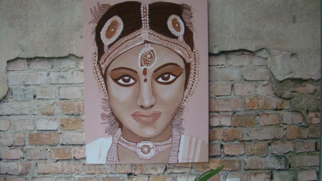 schilderij: Indiase danseres 60 x 80 cm, Ophalen