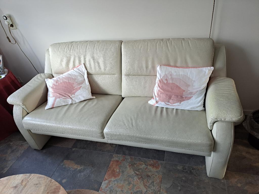 2 zitsbank en fauteuil gebroken wit Prominent - VANAF 11 MEI, Huis en Inrichting, Banken | Bankstellen, Ophalen, Gebruikt, 150 tot 200 cm