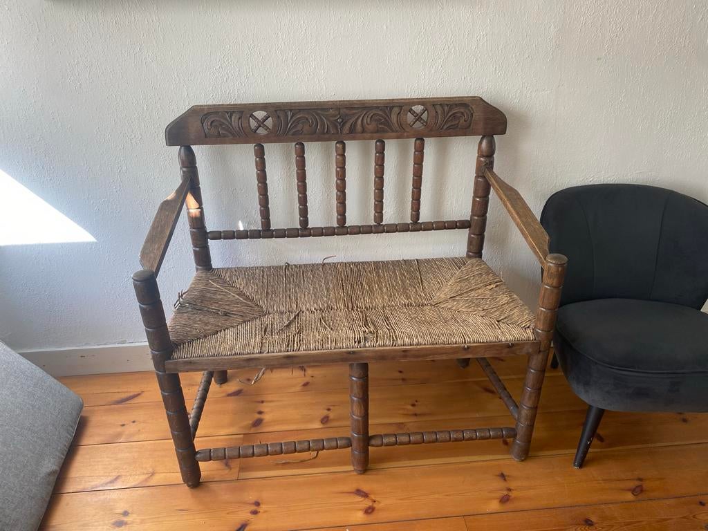 Oud houten bankje, Antiek en Kunst, Ophalen of Verzenden