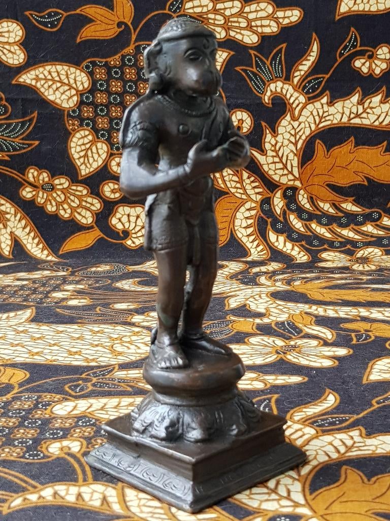 Mooi zwaar antiek brons beeldje uit India van Hanuman., Antiek en Kunst, Ophalen of Verzenden