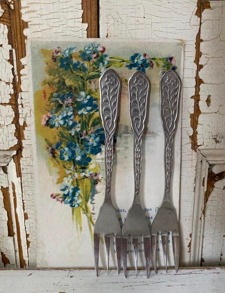Set van 3 vintage gebaks vorkjes, Ophalen of Verzenden