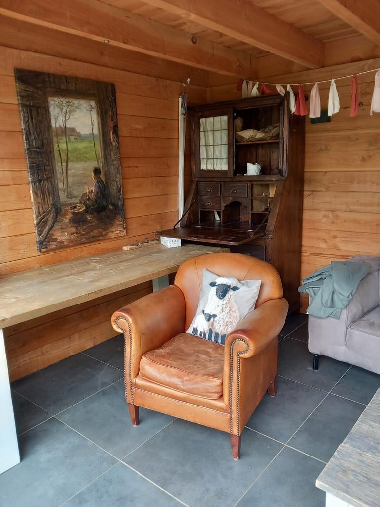 Leren fauteuil, Ophalen, Gebruikt, 75 tot 100 cm, 50 tot 75 cm