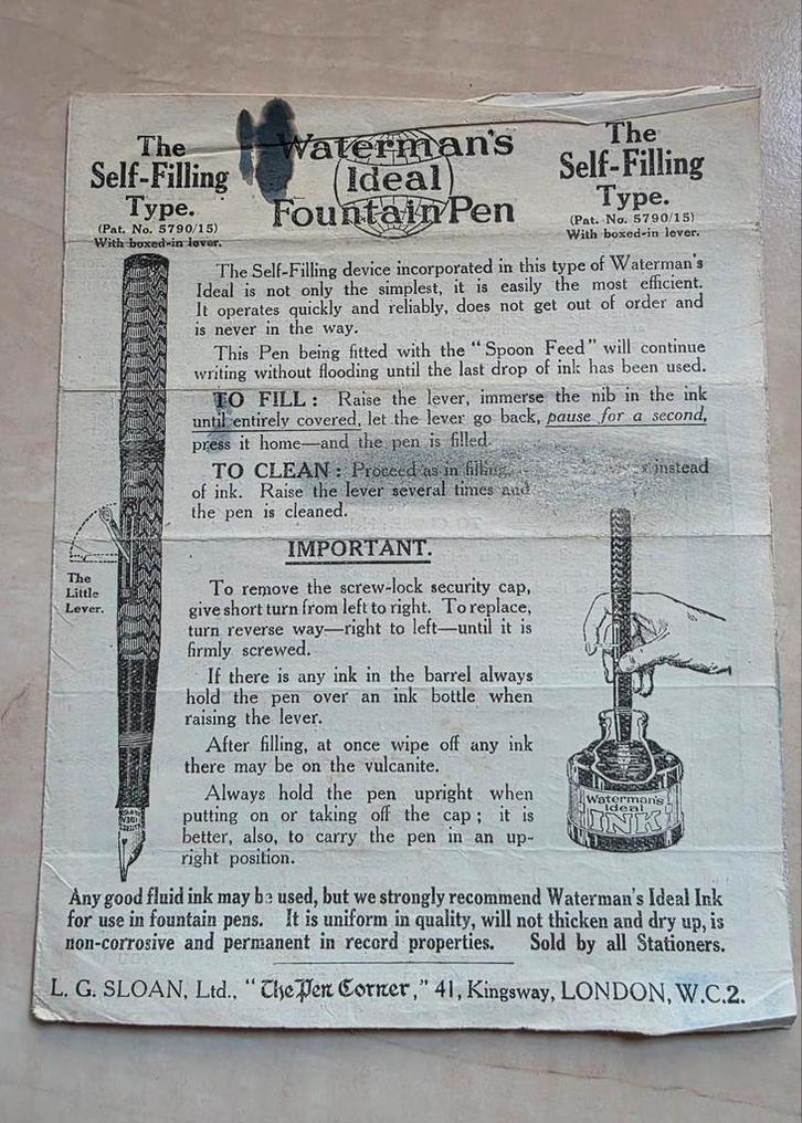 063) ORIGINELE RECLAME WATERMAN'S VULPEN, Verzamelen, Merken en Reclamevoorwerpen, Gebruikt, Overige typen, Ophalen of Verzenden