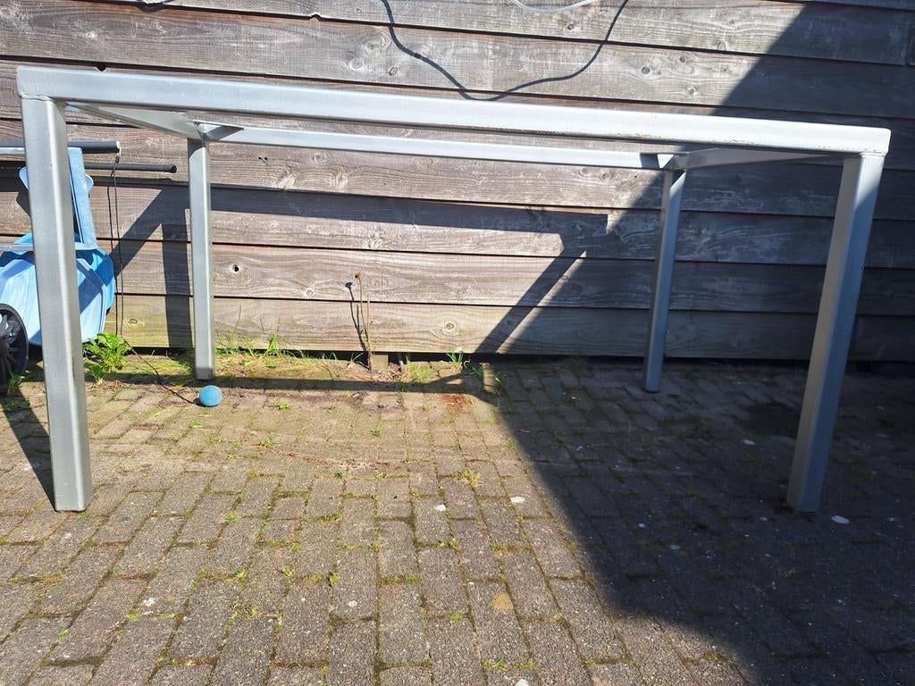 Zelfgemaakt tafelframe  met houtenblad, Ophalen, Rechthoekig, Metaal, 50 tot 100 cm