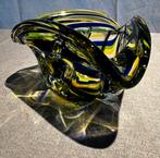 Vintage Murano stijl glazen schaal – blauw groen geel, Ophalen of Verzenden, Zo goed als nieuw, Huisaccessoire