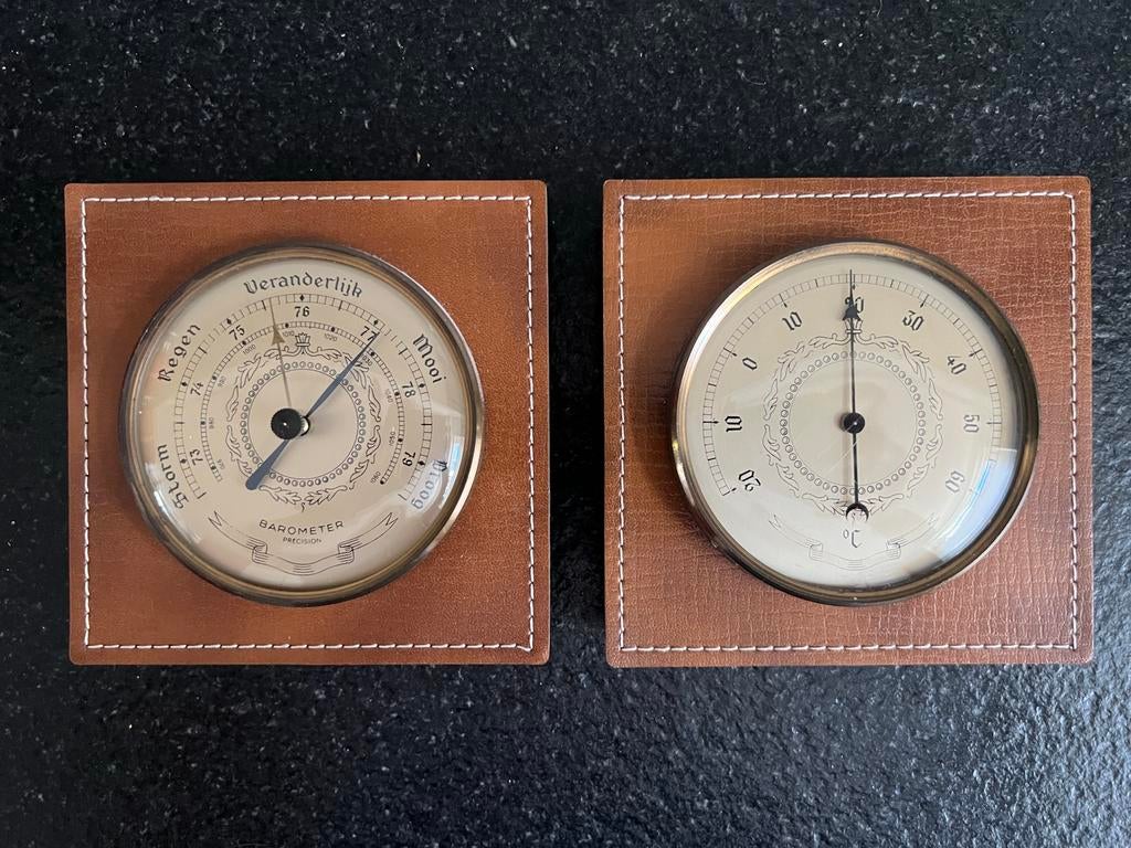 Vintage set weerinstrumenten barometer thermometer jaren ‘70, Ophalen, Zo goed als nieuw