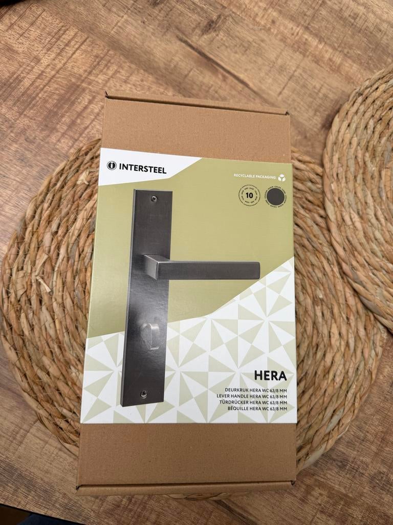 Nieuwe Intersteel HERA deurkruk + WC-slot set (63/8 mm), Doe-het-zelf en Verbouw, Hang- en Sluitwerk, Ophalen of Verzenden, Nieuw