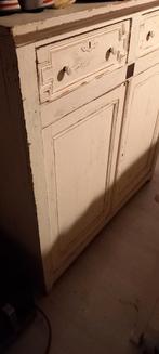 Antiek wit dressoir met lades en deuren, Antiek en Kunst, Antiek | Meubels | Kasten, Ophalen of Verzenden
