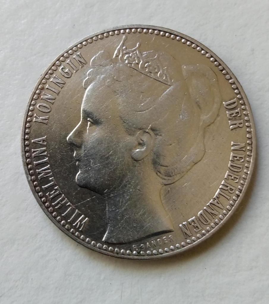 1 gulden munt 1907, Postzegels en Munten, Munten | Nederland, 1 gulden, Verzenden, Zilver, Koningin Wilhelmina