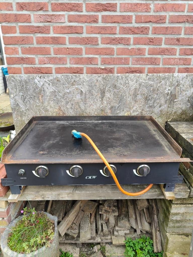 BBQ-Grillplaat-gietijzer-GAS info in tekst, Ophalen, Gebruikt