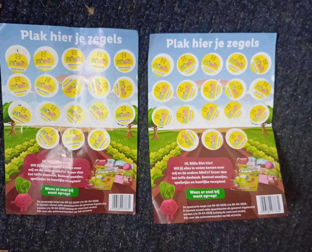 Lidl 2 vel spaarzegels mini's, ophalen mag bespaart € 4,40., Verzamelen, Supermarktacties, Lidl, Ophalen of Verzenden