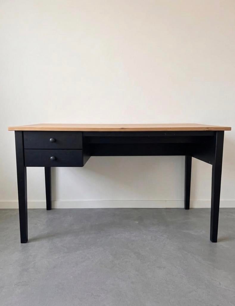 IKEA Arkelstorp Bureau Zwart/Hout met 2 Lades, Ophalen, Zwart, Gebruikt, IKEA
