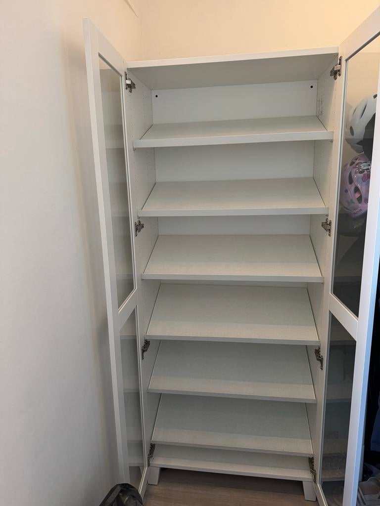 Witte schoenenkast met glazen deuren, Ophalen, Gebruikt