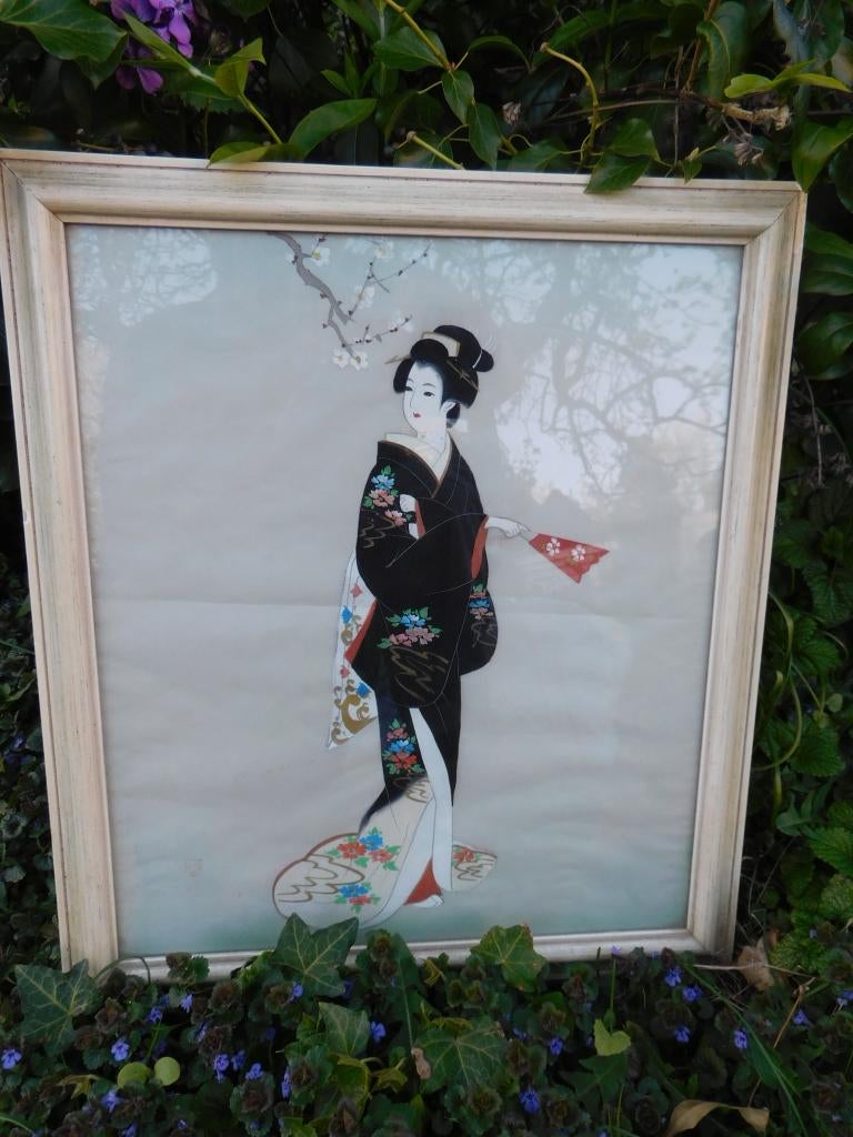 oude Japanse of chinese afbeelding op zijde, Ophalen