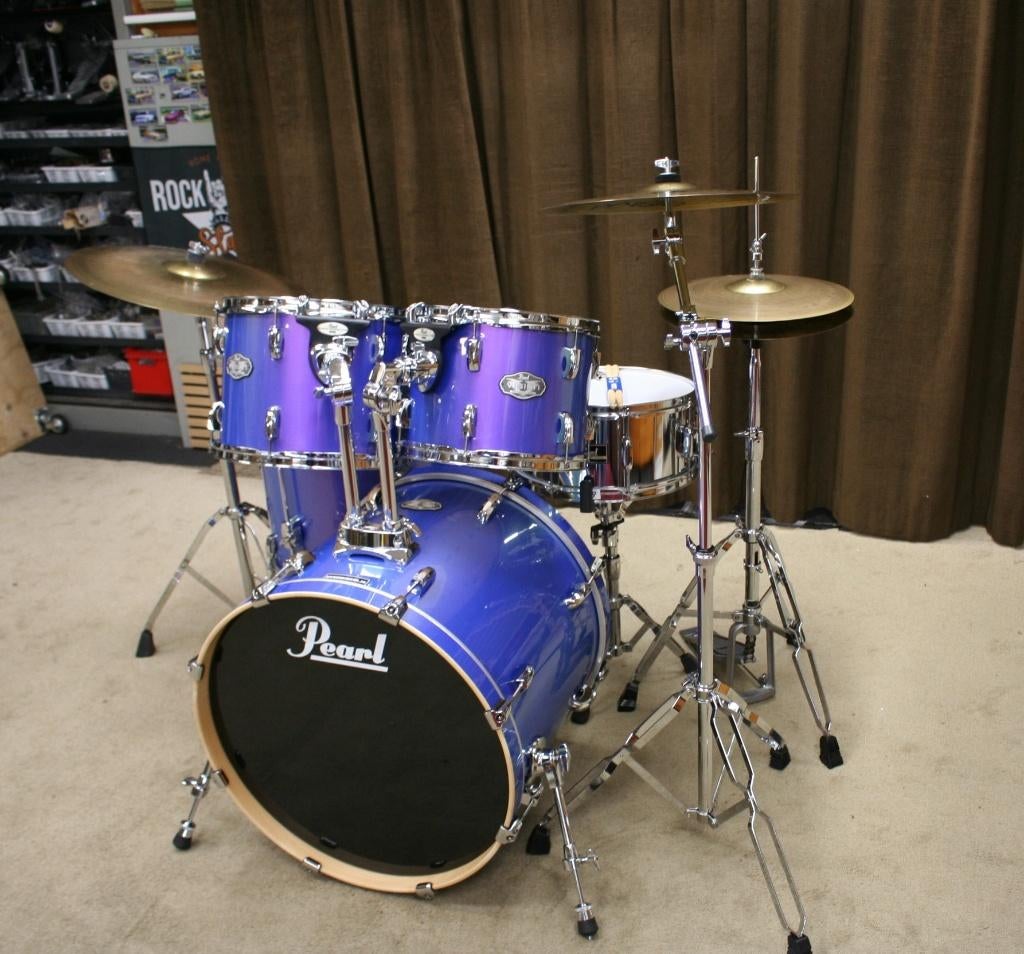 drumstel: pearl vision RB blue 22/12/13/16/14sn bekkenset, Muziek en Instrumenten, Ophalen, Jouwdrumstel@gmail.com, Pearl, Gebruikt