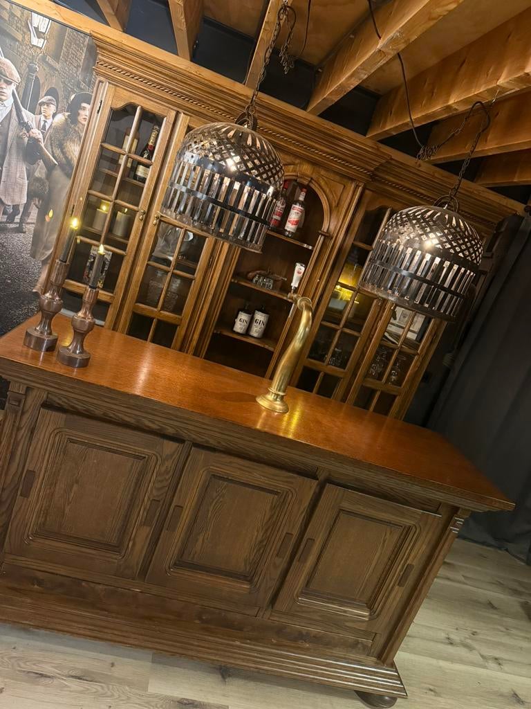 Antieke eiken barset toog man cave bruin cafe kroeg massief, Huis en Inrichting, Barren, Ophalen of Verzenden, Zo goed als nieuw