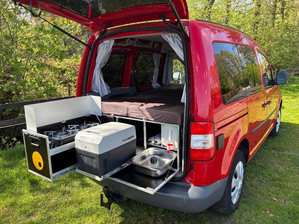 Minicamper Caddy 1.6 benzine met QuQuQ modulaire box €10.000, Caravans en Kamperen, Campers, Airbags, Buscamper of Camperbus, Volkswagen