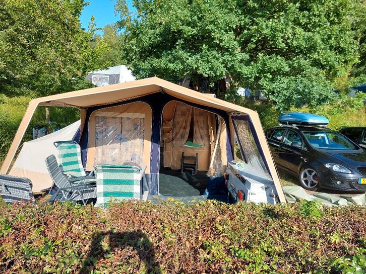 Vouwwagen Trigano Odyssee inclusief inboedel, Caravans en Kamperen, Vouwwagens, Trigano, meer dan 6, Blauw, Aanwezig, Ophalen