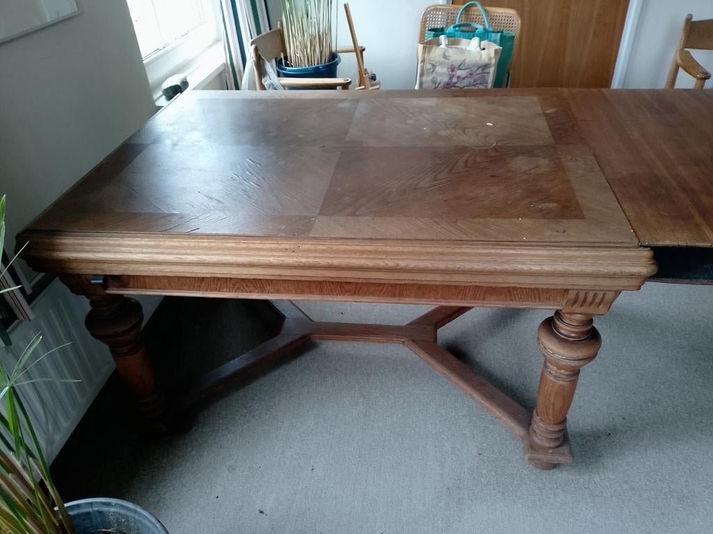 Phönix uitschuiftafel antiek, Ophalen, Rechthoekig, 200 cm of meer, 50 tot 100 cm