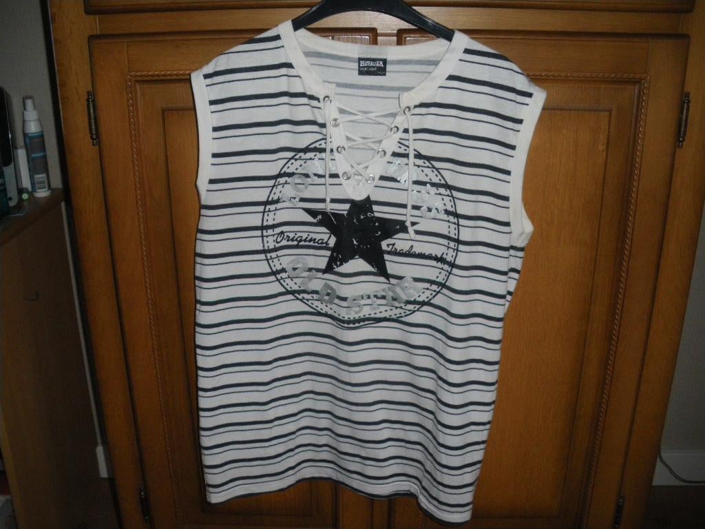 mooi wit gestreept mouwloos zomer shirt LondonER large, Ophalen of Verzenden, Zo goed als nieuw, Maat 52/54 (L), Wit