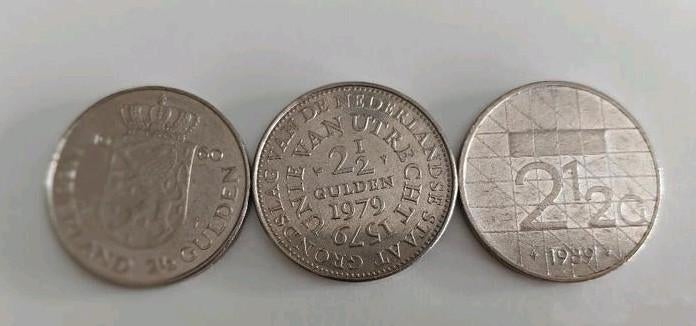 2 1/2 Gulden 2,5 1979 1980 1989 Rijksdaalder Munten Juliana, Koningin Juliana, Setje, Zilver, Ophalen of Verzenden