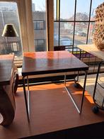 BIJZETTAFEL VIERKANT HOUT METAAL, Minder dan 55 cm, Gebruikt, Vierkant, Ophalen