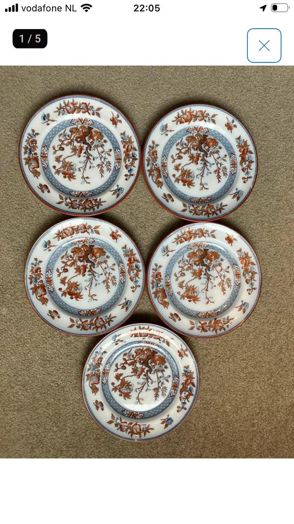 5 bordjes Cedra P. Regout Maastricht, Ophalen of Verzenden