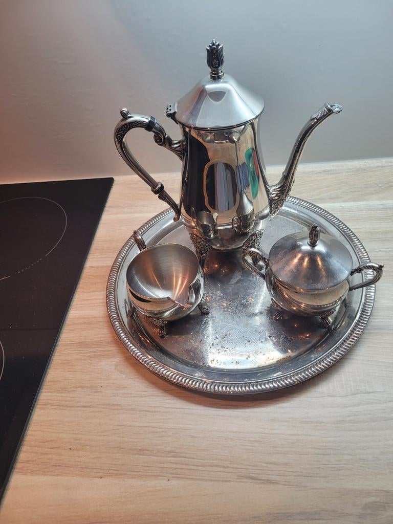 Antieke Suikerpot en Melkkannetje - Zilverkleurig, Antiek en Kunst, Antiek | Goud en Zilver, Ophalen of Verzenden, Zilver