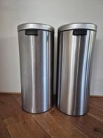 2x Brabantia Touch Bin pedaalemmers 30 liter, Ophalen, Gebruikt, 50 tot 75 cm, Rvs